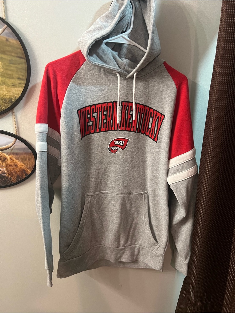 Knights Apparel Gray and Red Western Kentucky Pullover Hoodie